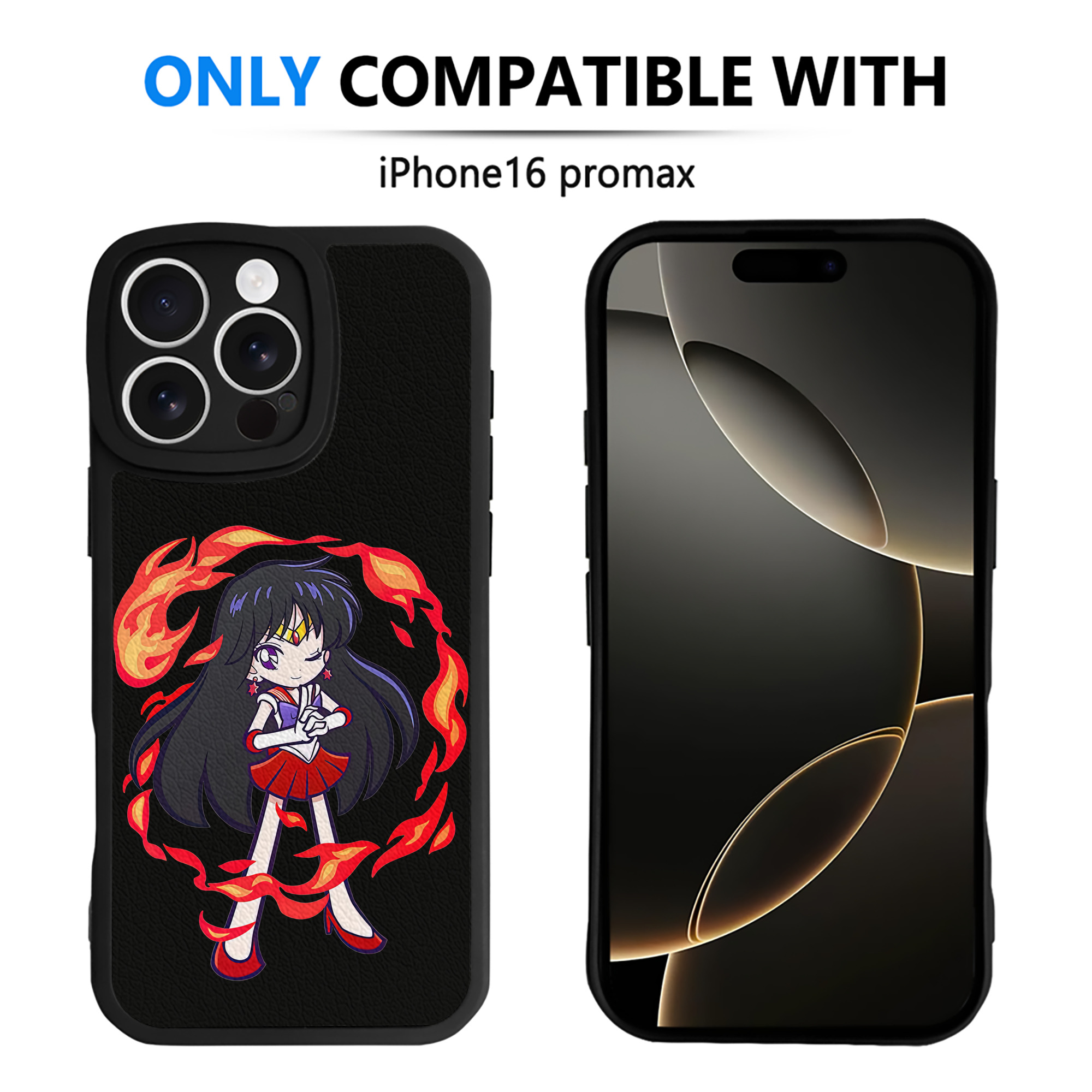（画像用） 美少女戦士セーラームーン 火野レイ ひの レイ Sailor Moon Hino Rei （セーラーマーズ,Sailor Mars） 【iPhone 16シリーズ対応】シリコンスマホケース（レザー調） 材質：シリコン